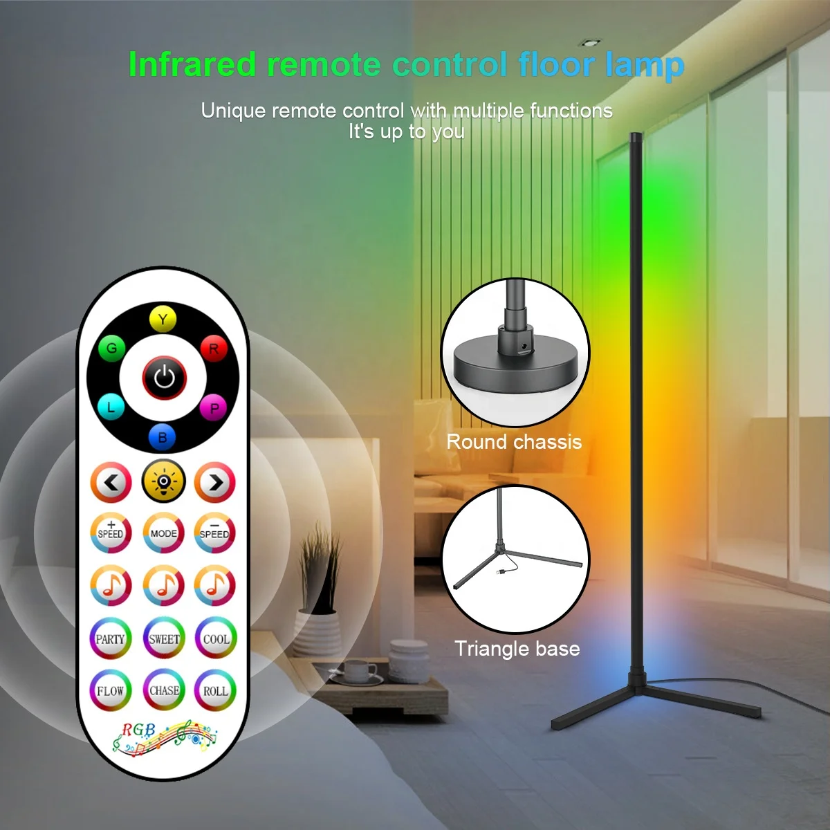 Smart Wifi Blue tooth Nordic Modern Decorative 140cm Remote Controlled LED Light RGB Floor Lamp For Living Room