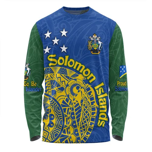 Hot Australia South Sea Islanders Long Sleeve T-shirt Customized Solomon Islands White Tribal Wave Pattern Long Sleeve T-shirt