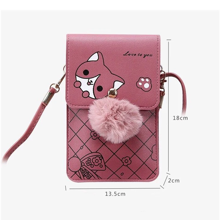 Cute Pattern Amazon Hot Sell Women Cellphone Wallet Original Leather Ladies Little Girl Gift Purse bag