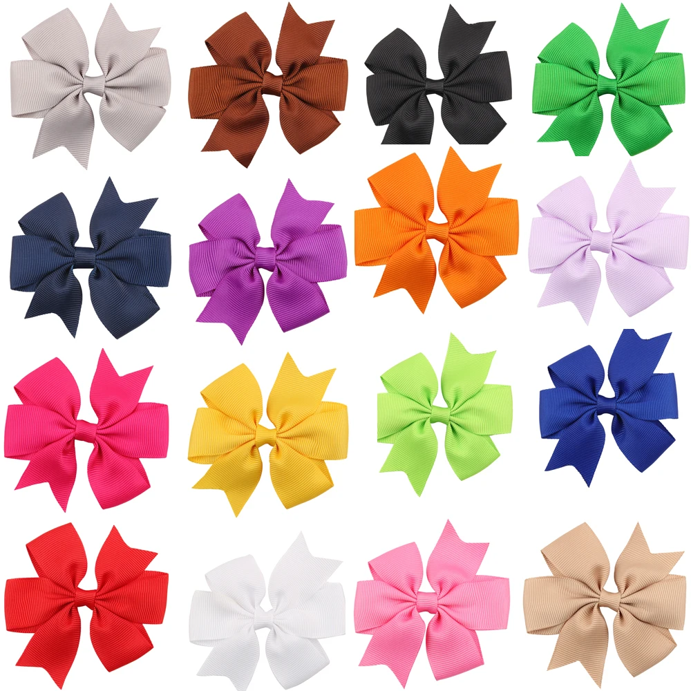 Okay Wholesale 3 inch grosgrain bow tie hair clip child hair bows for baby girls accessories