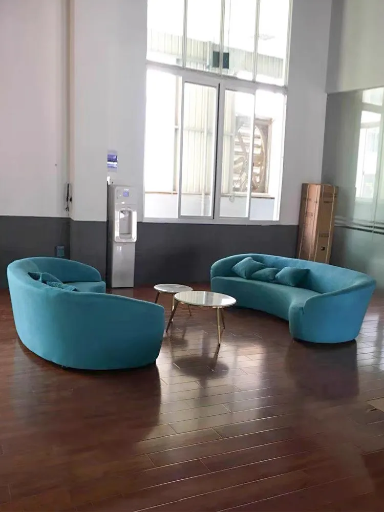 Fabric modern living room curved sofa half round circle sofa wood frame waiting sofa reception