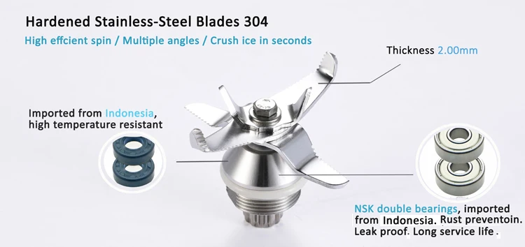 wholesale large capacity blender best quality fruit juice blender 6 leaves blade commercial stainless steel  blender blade