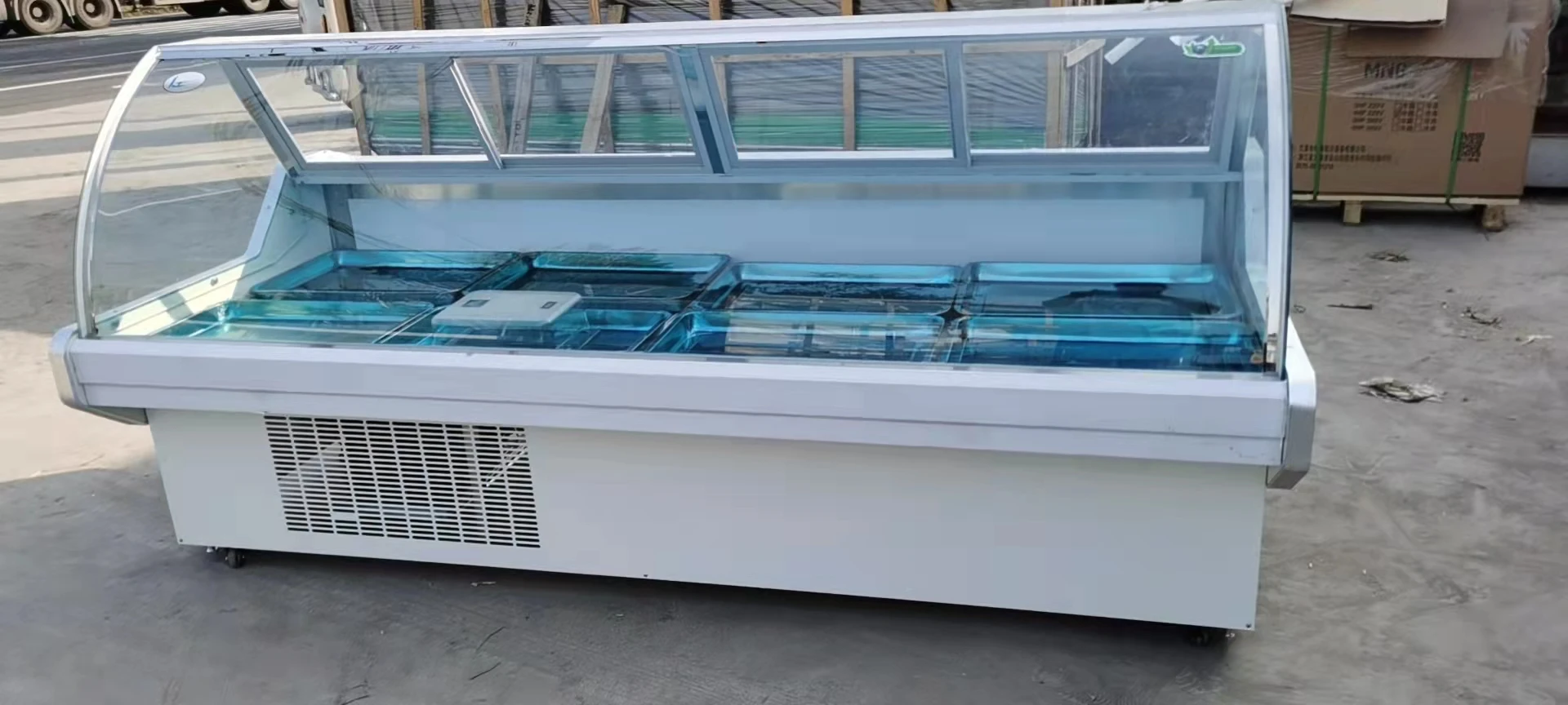 supermarket fresh meat refrigerator meat display showcase chiller chicken display freezer