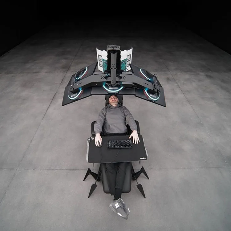 2021 New Reclining Triple Monitors Automatic Luxury Zero Gravity Predator Work Station Chair Scorpion