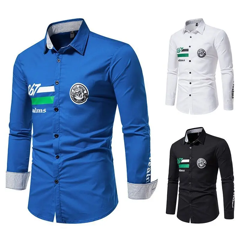 2022 New Arrival Spring Men Fashion Lapel Solid Color Single-breasted Cardigan Shirt Long Sleeved Casual Slim Fit Top