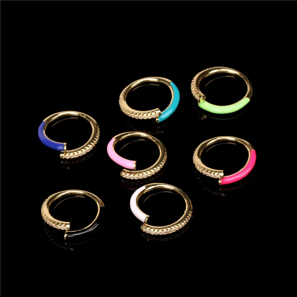Ouj Colorful  Adjustment 5925 Gold Diamond Cubic Zirconia Enamel 925 Sterling Silver Ring Adjustable Rings For Girls
