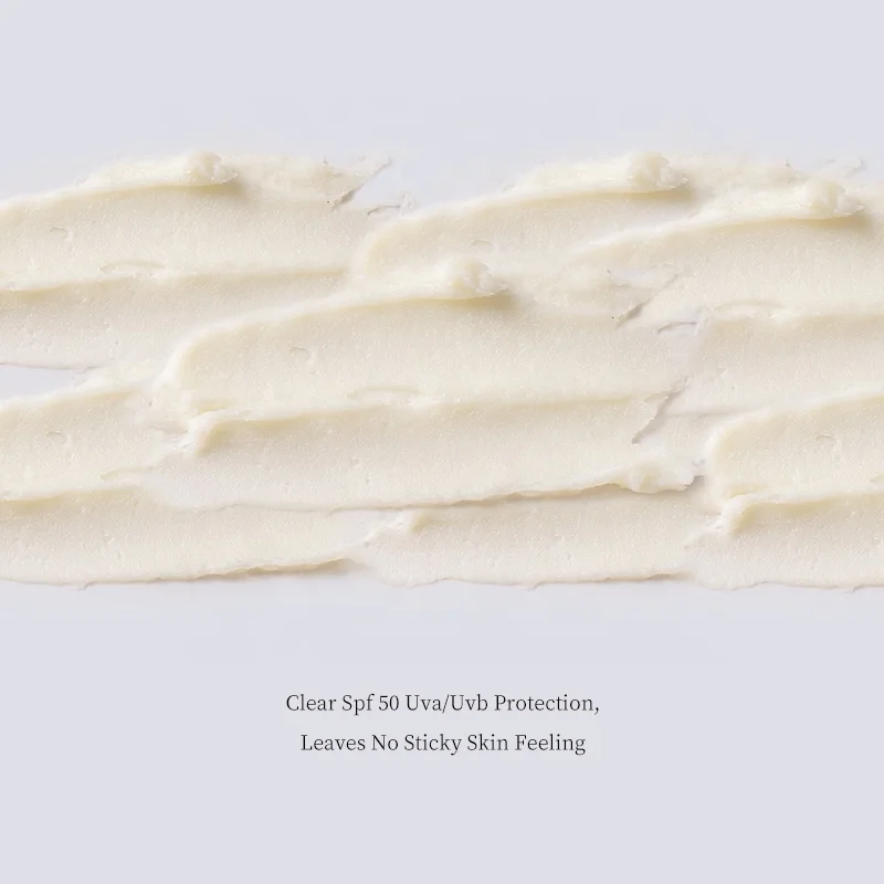 Clear SPF 50 Face Cream Sunscreen UVA/UVB Protection Sunblock Cream Whitening Spf Sunscreen Custom Logo 3 Years Unopened OEM/ODM