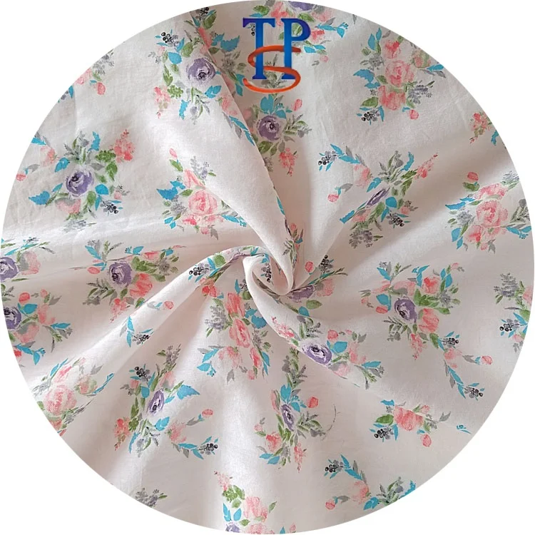 
Customizable floral printed silk cotton interwoven fabric 