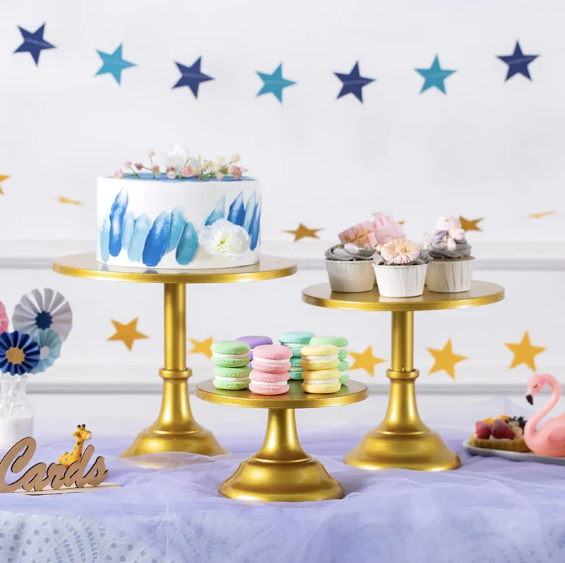 Wedding Round Cake Pedestal Stand White Metal Cake Stands For Party Dessert Table Display Set Events