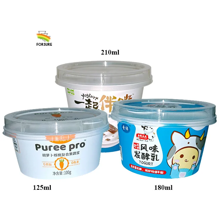 IML Plastic Cups Customized Wholesale 125ml 180ml 200ml Food Grade with Lids Yogurt Packaging Container Ice Cream