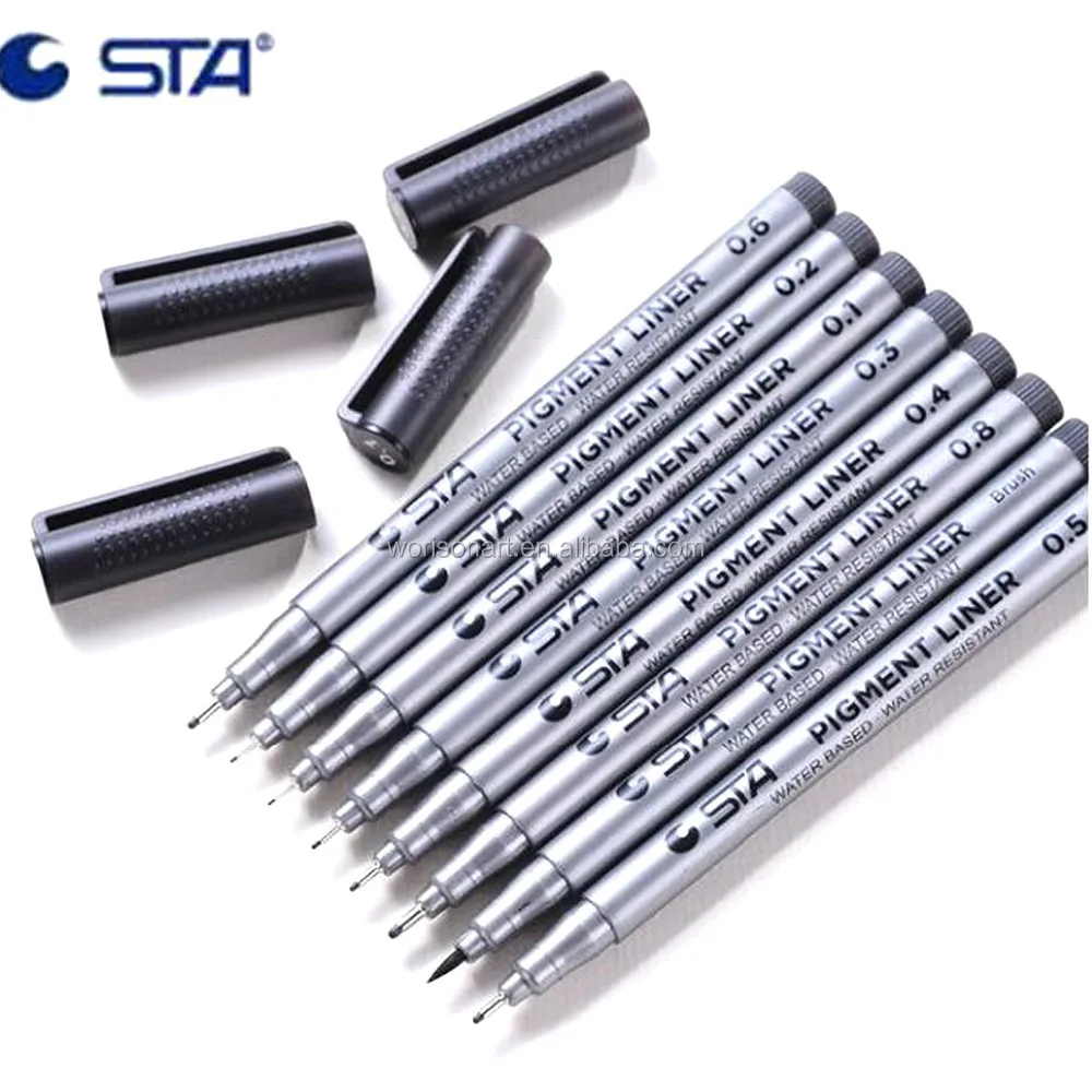 STA 9 шт./лот черная Микронная ручка крючок лайнер эскизные маркеры для рисования водонепроницаемые художественные принадлежности манга комикс рукописного письма