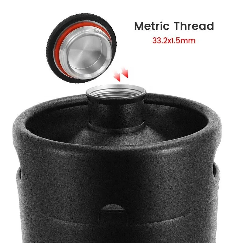 Mini Keg 5L Matte Black Beer Keg Growler Stainless Steel Brewing Craft Beer Barrel Brewery Bar Accessories