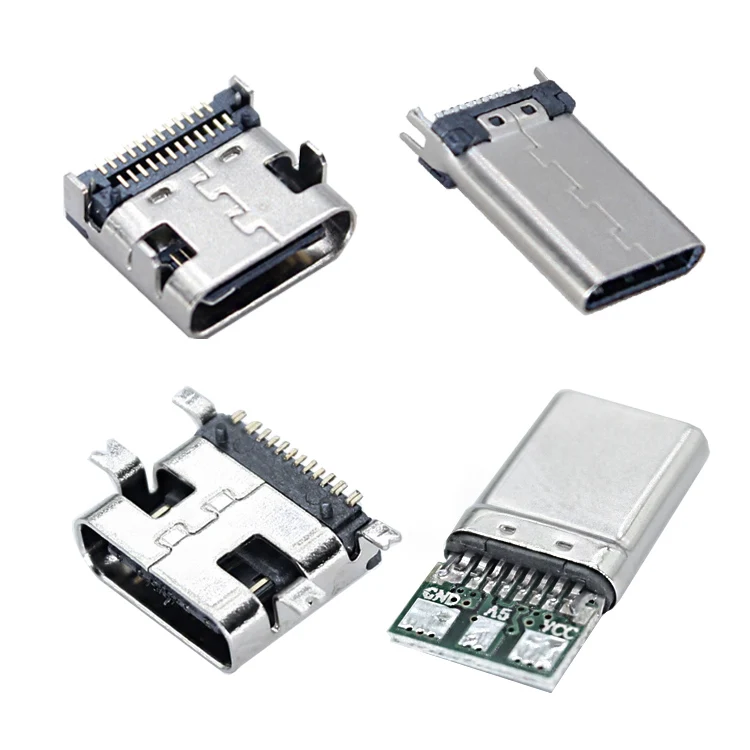 
Free Sample Male/Female Type-C 16p Plug 5A Smt/DIP PCB 3.1 Usb-C Mount Charging Jack 6p 24Pins 24p 16Pin Usb Type C Connector 