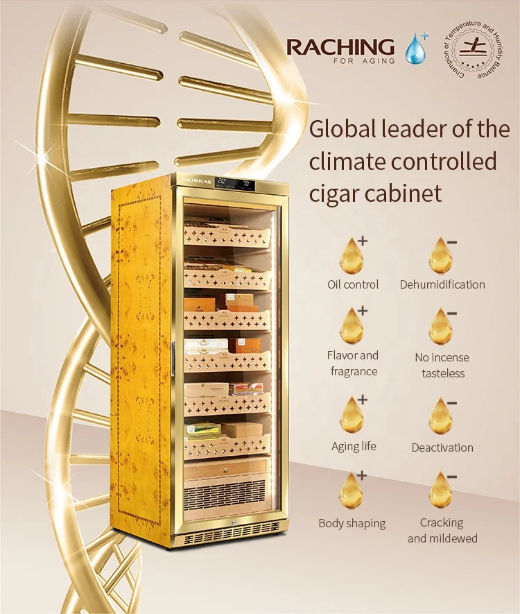 Hot Sale Cooler Cabinet Case Humidity Cooling No Frost Spainish Cedar Wood Cigar Humidor Home Storage