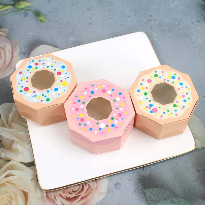 Wholesale New Design Wedding Gift Box Candy Box Packaging Carton Donut Polygonal Biscuit Box