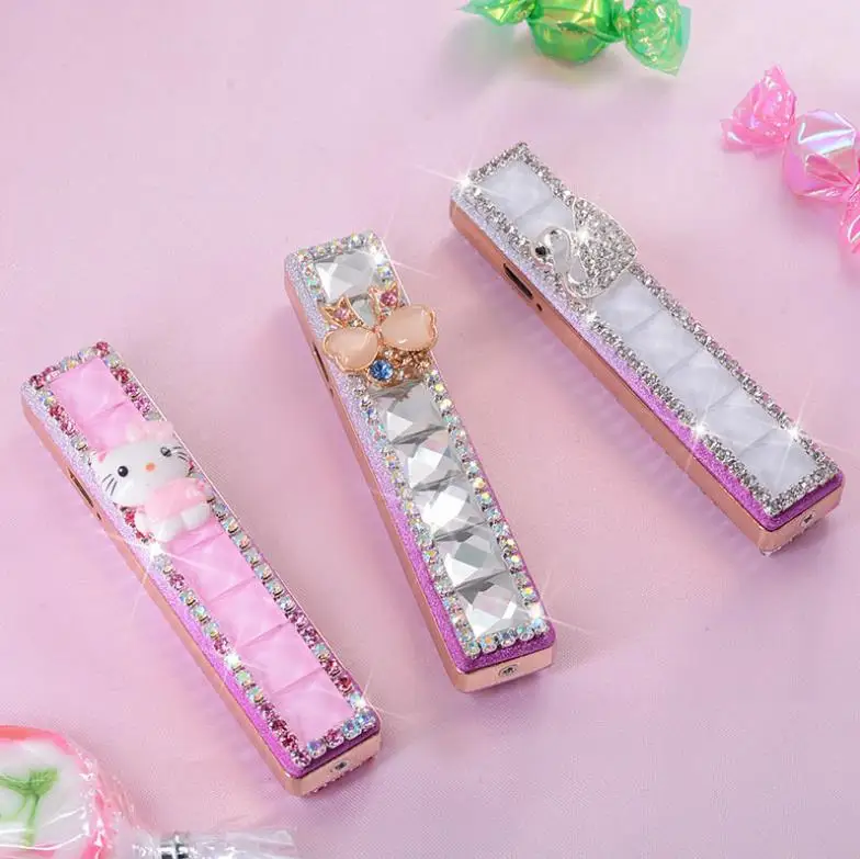 Бриллиант Bling Bighter USB зарядка ветрозащитная Зажигалка индивидуальная креативная Бесшумная электронная сигарета зажигалка