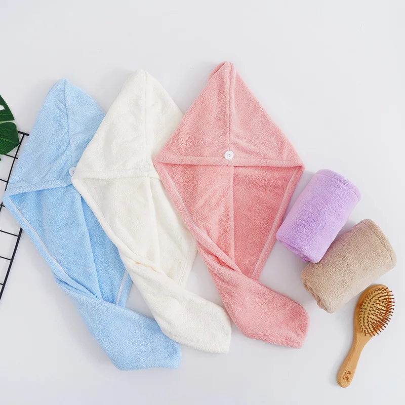  Factory direct high-density coral fleece dry hair cap absorbent thickened