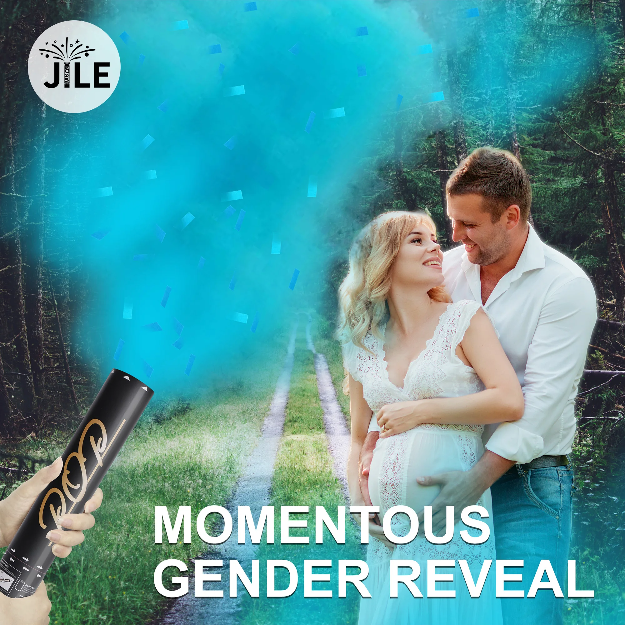 Gender Reveal Biodegradable Confetti Cannon with Pink Blue Powder and confetti Party Popper