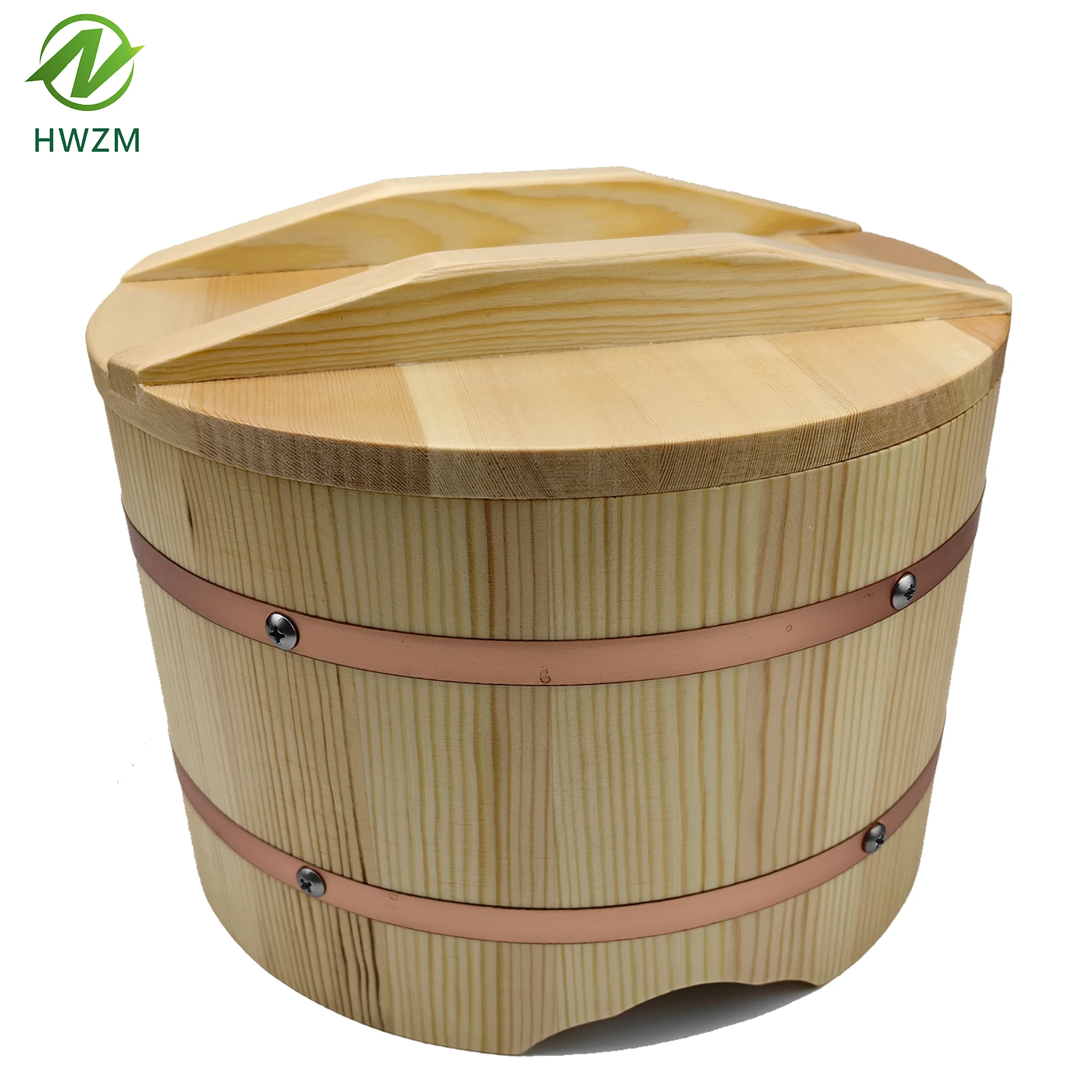 2023 wholesaleJapanese luxury wooden cover sushi heat preservation  drum sushi restaurant wooden rice bowl Pine barrel