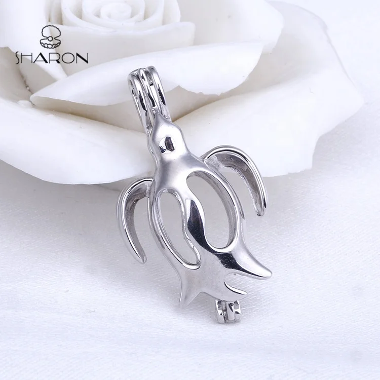 
CS0103 Cute Penguin Sterling Silver Pearl Cage Pendant Animal Design Cage Pendant For DIY Necklace 