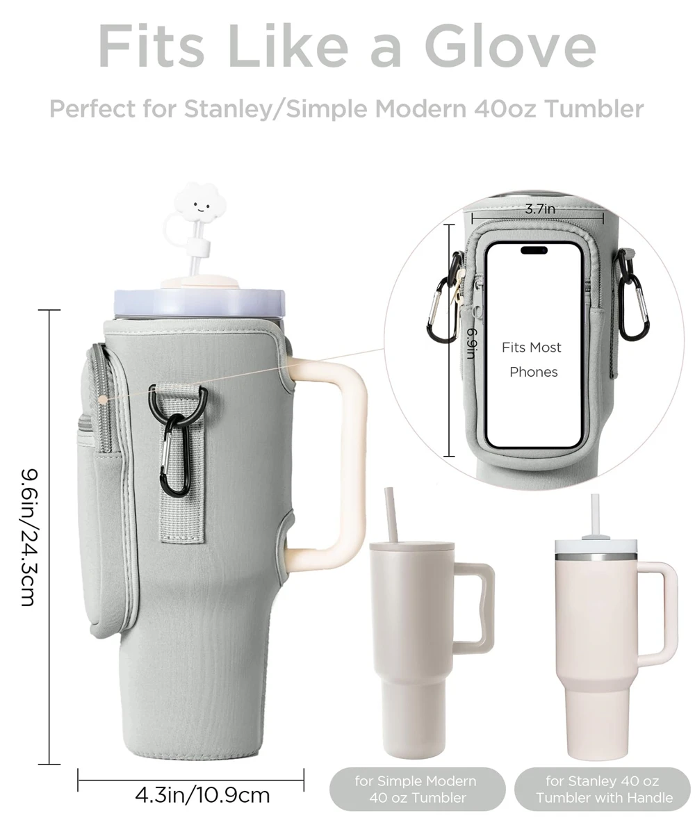Neoprene Water Bottle Carrier Bag for Tumbler 40 oz with insulator carrier bags and adjustable Strap water bottle sleeve