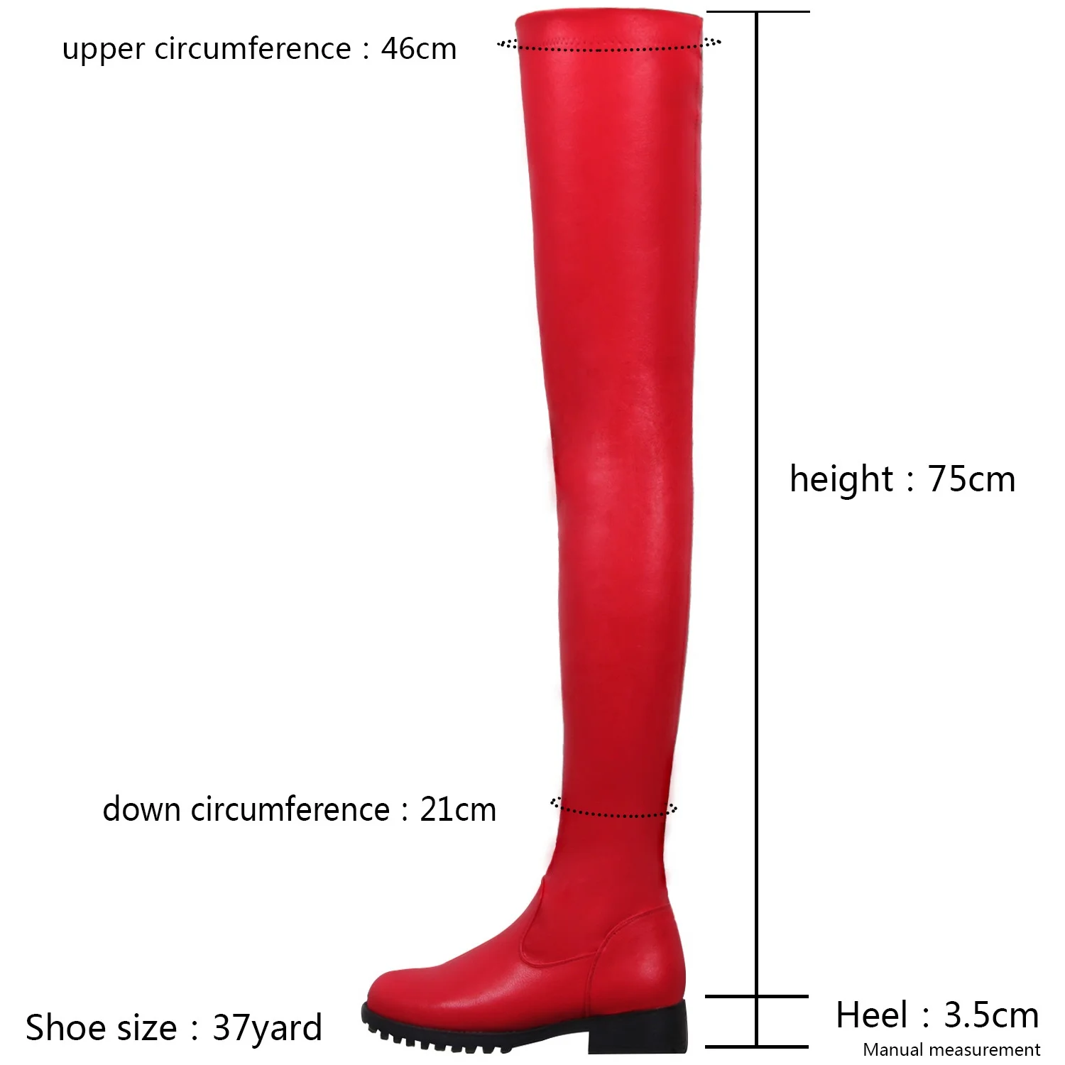 Cowinner Womens Thigh High Boots Round Toe Low Chunky Heel Flat Slip On  PU Over the Knee High Boots
