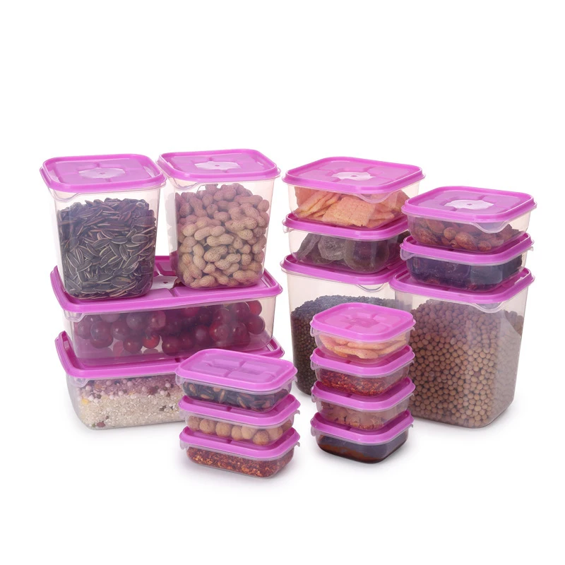 Kamus brand 17 pcs Preservation food storage box wholesale PP plastic food grade container plastic crisper with cover