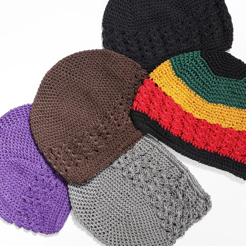 Hair Accessories Hair Snood Knit Kufi Caps Elastic Crochet Beanie Kufi Hat For Men Women