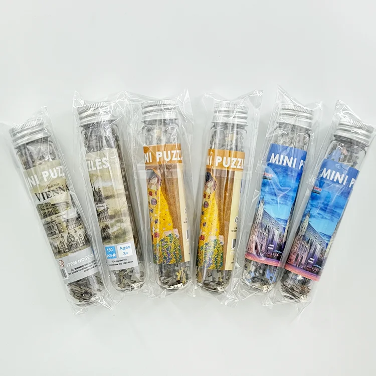 Mini Tube Pocket Puzzle Famous Painting Starry Sky Landscape Creative Toy Photo Frame Gift for Adult/kids Paper Mini Puzzle