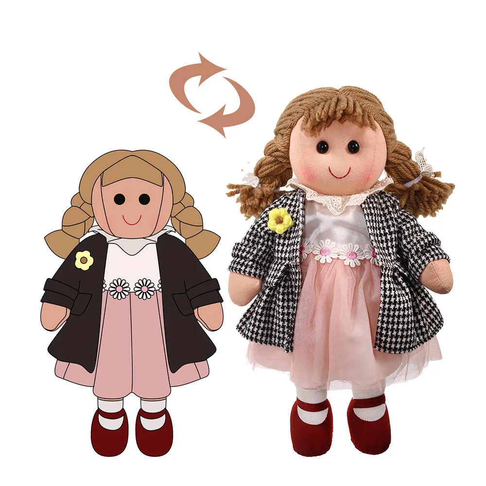 Оптовая продажа, мягкая плюшевая тряпичная кукла, чистая с розовым платьем, дешевая индивидуальная тряпичная кукла принцессы для детей