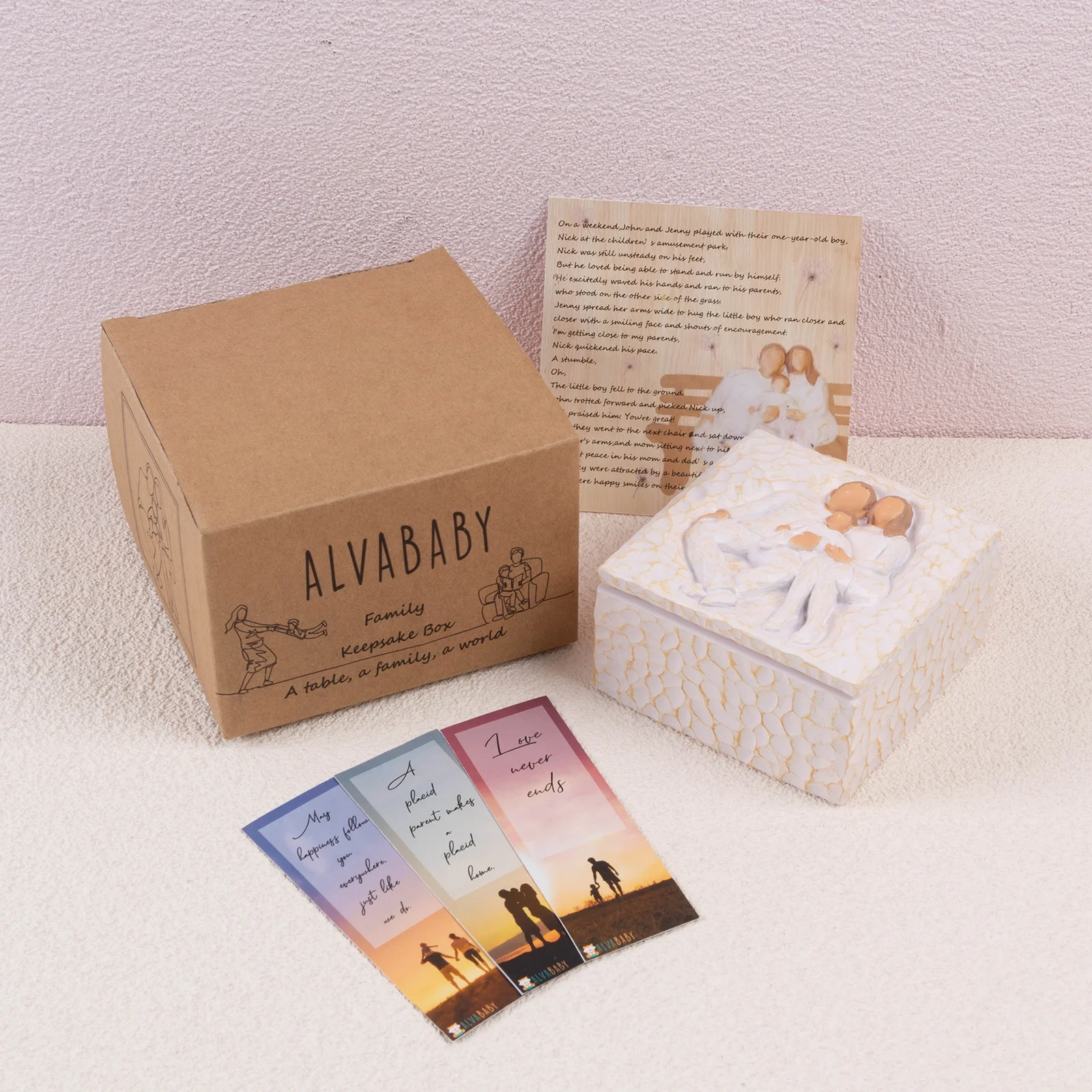 ALVABABY Sculpted Hand-Painted Keepsake Box Baby Tooth Keepsakes Boxes Souvenirs Gift Resin Crafts