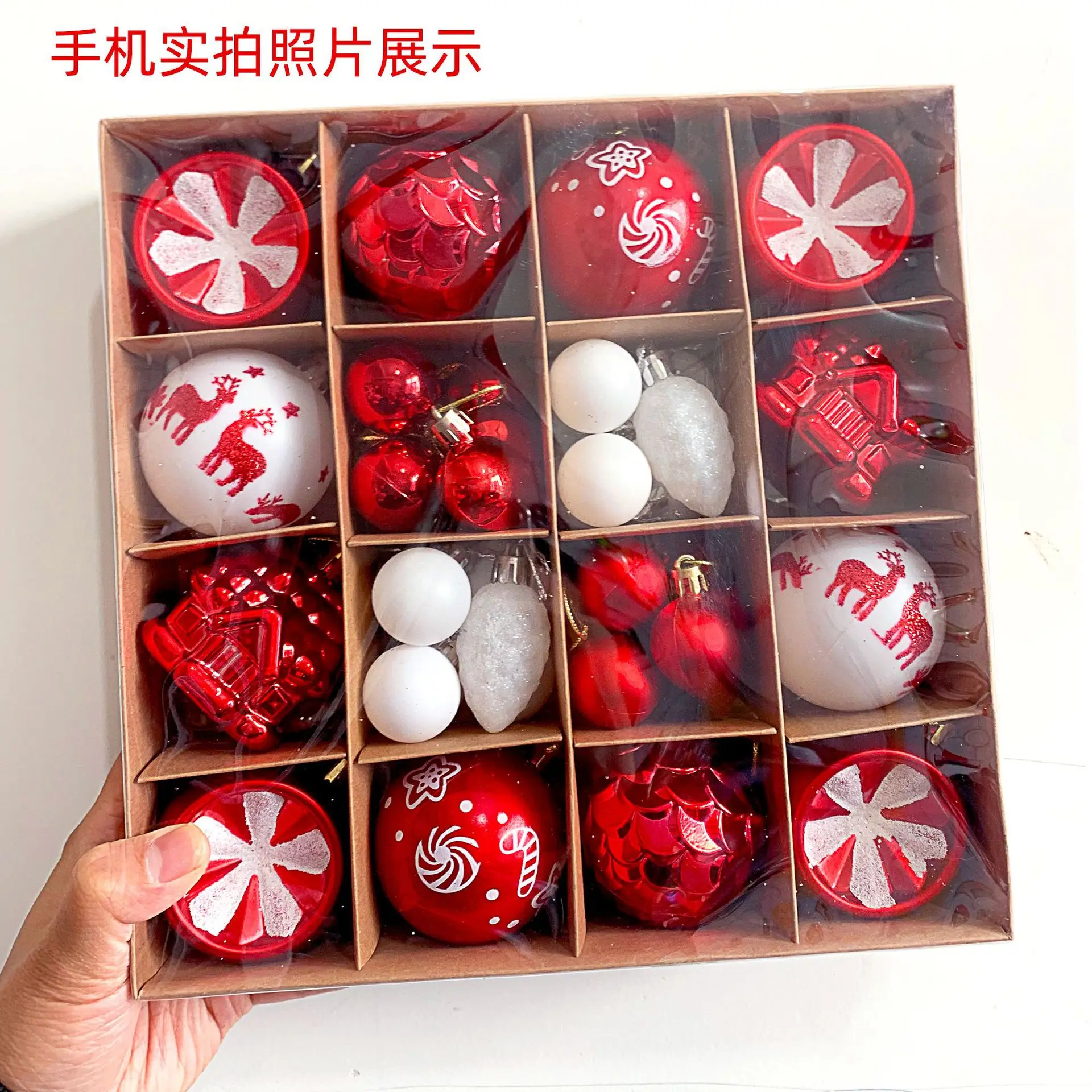 6cm Multicolor Luxury Baubles Set Gift Box Hand-painted Red Christmas Tree Ornaments Christmas Ball