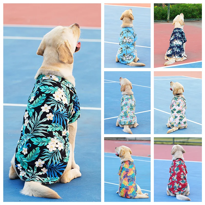 Hawaii Style Quick-Drying Pet Apparel Casual Canine Shirts for Dogs Cats Cotton XL XS Print Clothes Cool to Wear Spring Season