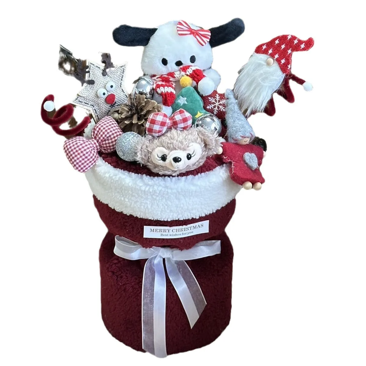 Christmas plush doll flower box for bouquet Decorative flowers Gift for Girlfriend Wedding Birthday