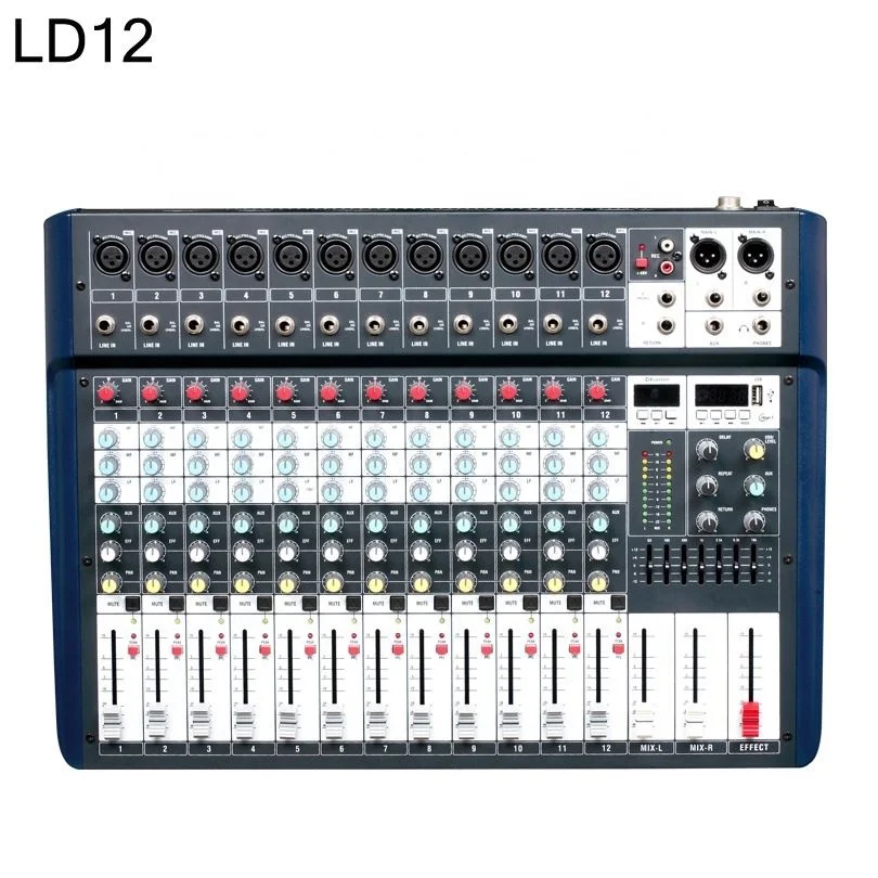 studio master audio mini mixer LD12 professional 12 channeL audio mixer with MP3 in good sell