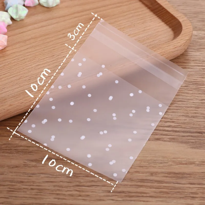 5*5cm 7*7cm  10*10cm 14*14cm plastic frosted Polka dot Sakura plain baking cookies cranberry biscuit self sealing sachet