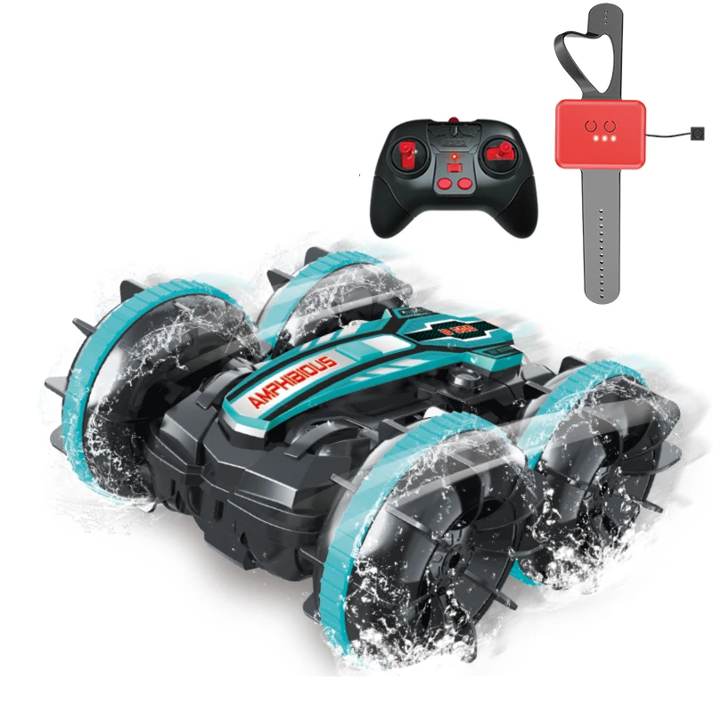 New Arrival 1200mA 2.4Ghz  4*4 Amphibious RC Stunt 360 Degree Rotation Gesture Flip Electric Remote Control Car Toy