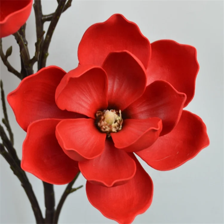 New Arrived Real Touch 6 Heads Artificial Magnolia Branches 125CM Artificial Magnolia