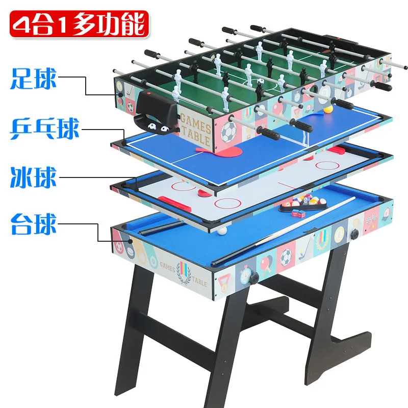hot selling Home entertainment 4 in 1 table game set pool game with soccer table and air hockey  and PingPong game