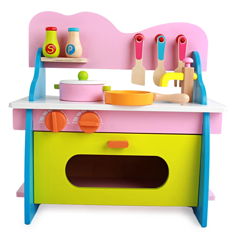 Toy kids pretend cooking toy with accessories wooden toddler toys kitchen play set