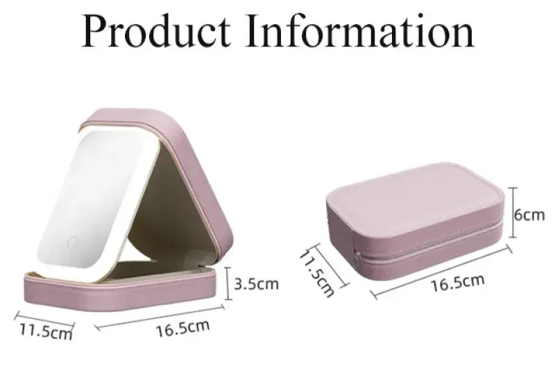 Girls custom logo travel hand folding small pocket portable cosmetic makeup mirror with led light mini mirror