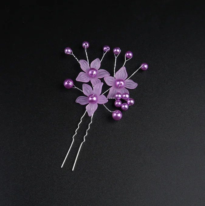 Wedding headwear Frosted flower hair accessories Handmade pearl hairpins for brides