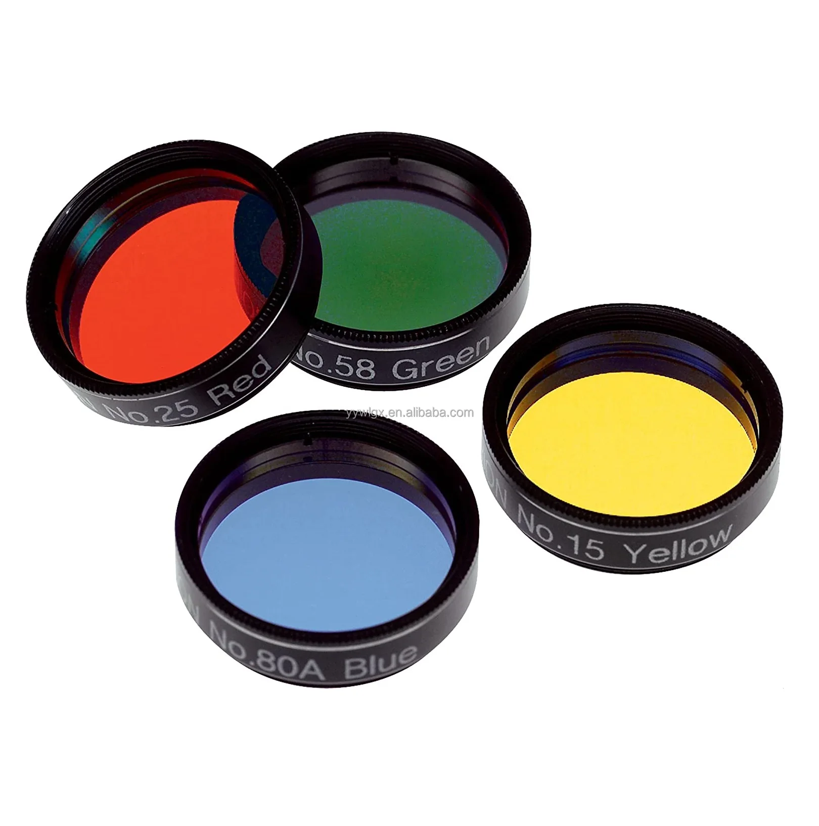 1.25 Inch 4pcs Color Filter Set for Telescope Eyepiece Enhancing Definition and Resolution in Lunar Planetary Observation