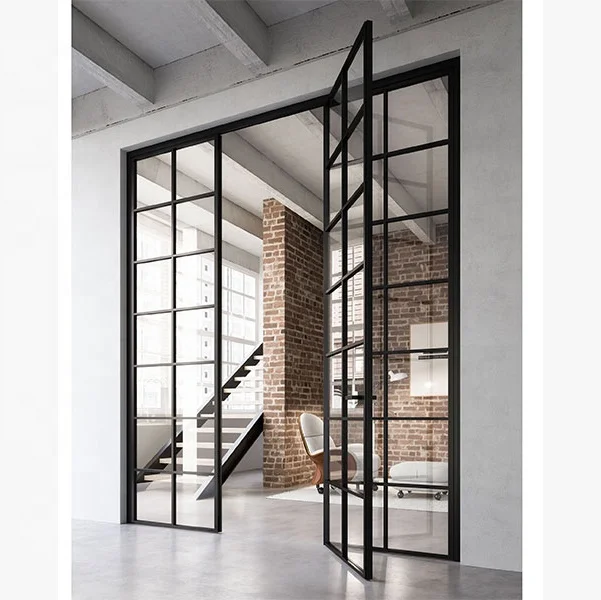 commercial double wrought iron glass doors steel framed glass French doors exterior