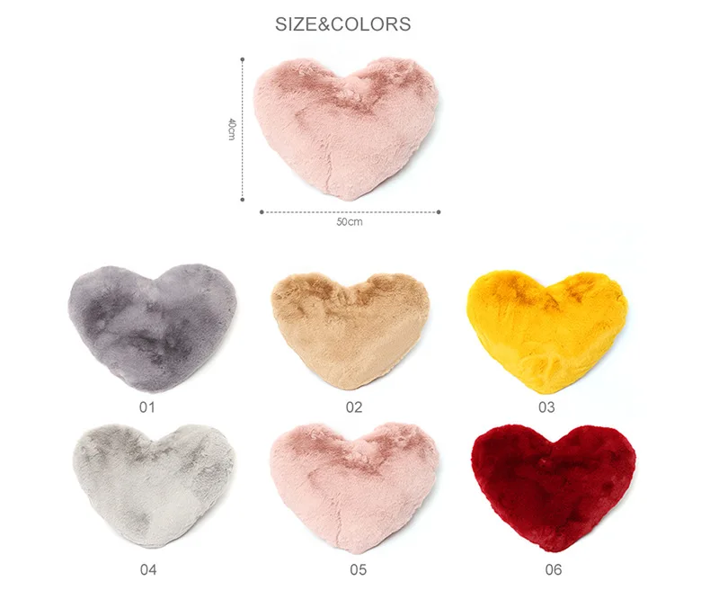Wholesale Faux Rabbit Fur Heart Shape Cushion, Heart Shaped Pillow Heart Cushion, Heart Pillow