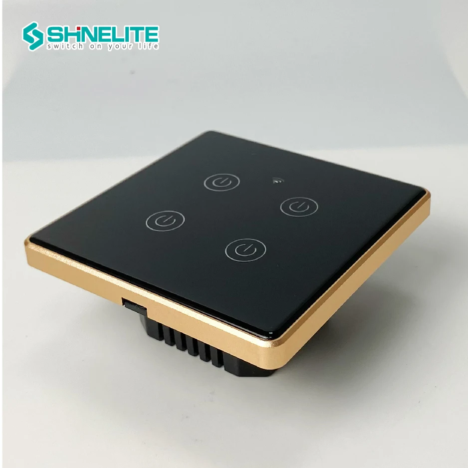 2 years guarantee EU/UK golden frame tempered glass panel touch switch with neutral wire