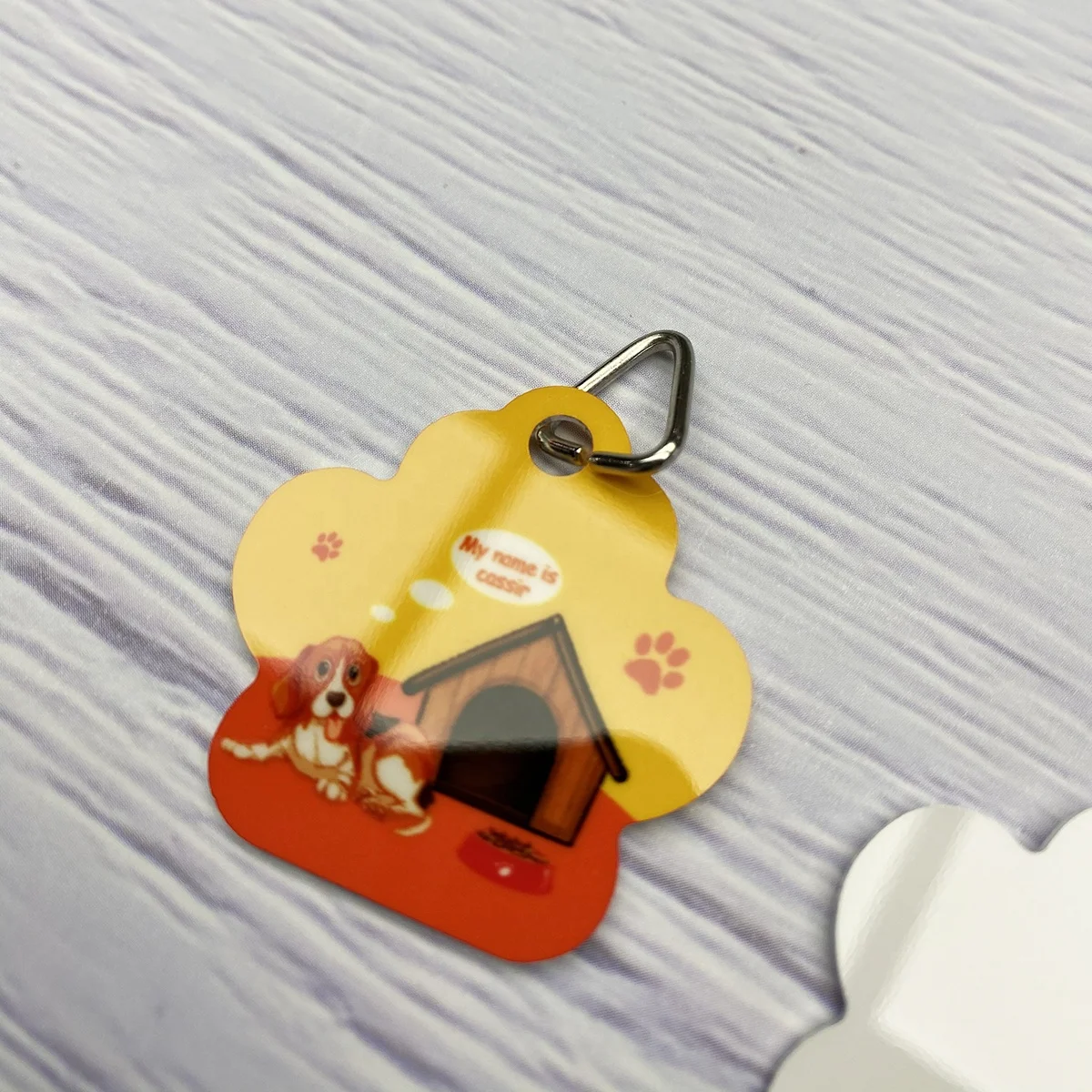 BEAUTYSUB 1.15mm gloss white Single-sided HD sublimation aluminum pet tag custom printable metal dog tag heat transfer cat tag