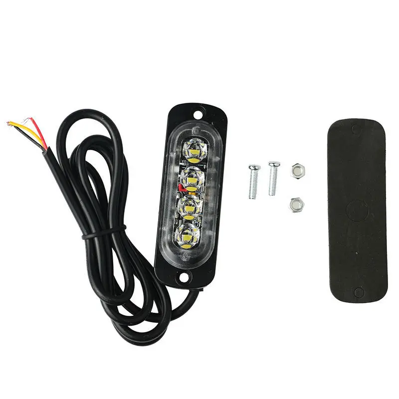 Surface mount 3.4 inches 4LED lighthead super slim emergency warning flashing mini LED strobe light