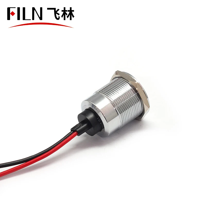 22mm indicator light FILIN 6v 12v 36v 110v yellow green blue white led metal pilot lamp with 10cm wires