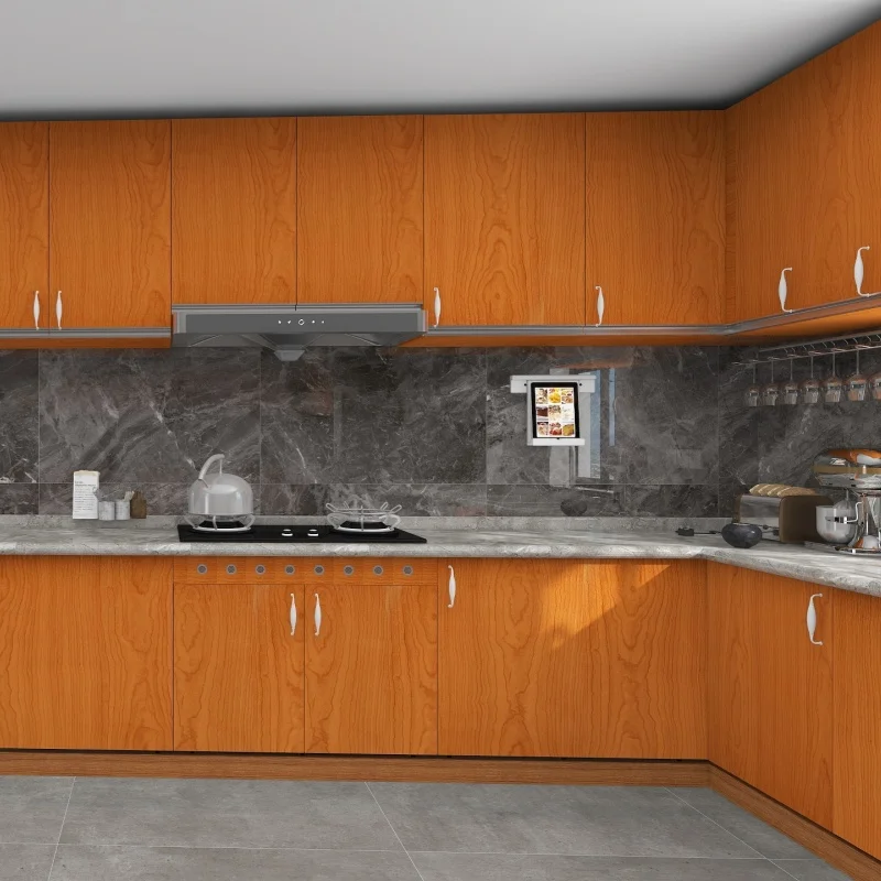 Factory Wholesale PVC Wallpaper Red Cherry Wood Grain Background Peel Stick Waterproof Wall Sticker Bathroom Cabinet Door Decor